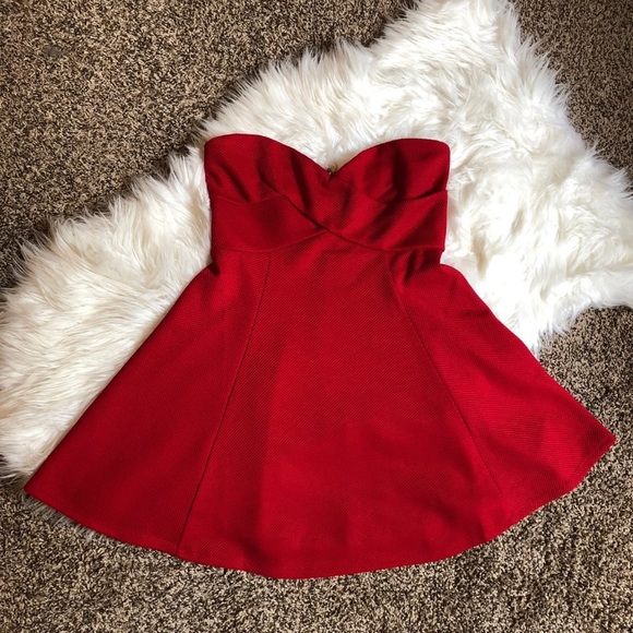 Forever 21 Red Textured Mini Skater Dress - Picture 2 of 4